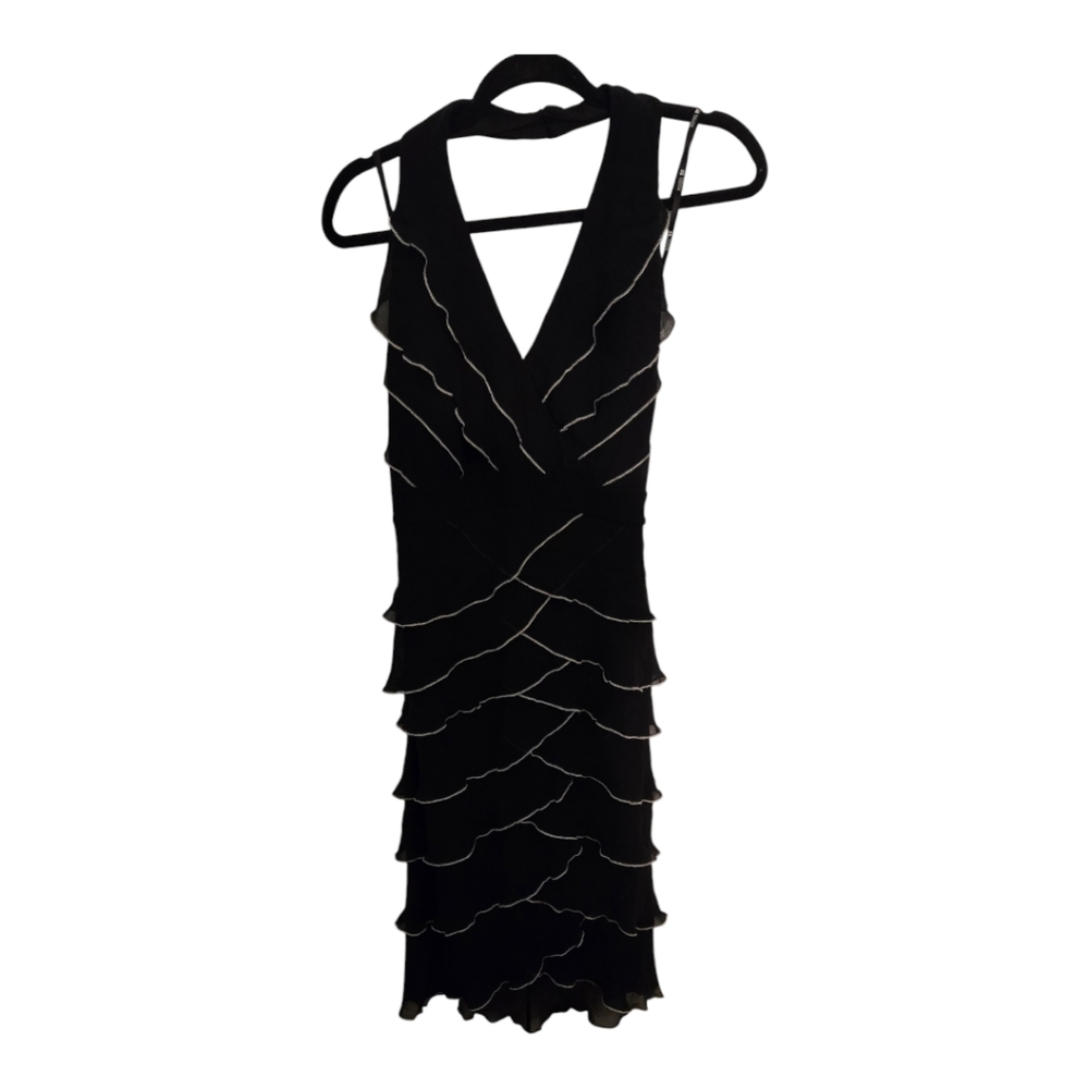 Vintage Takashi Maxi Silk Black and White Halter Dress Sz 12